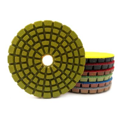 7pcs/Set 4 Inch Diamond Polishing Pads for Concrete Floor Marble Thicknees 6mm Wet Grinding Discs Polishing Stone(300)