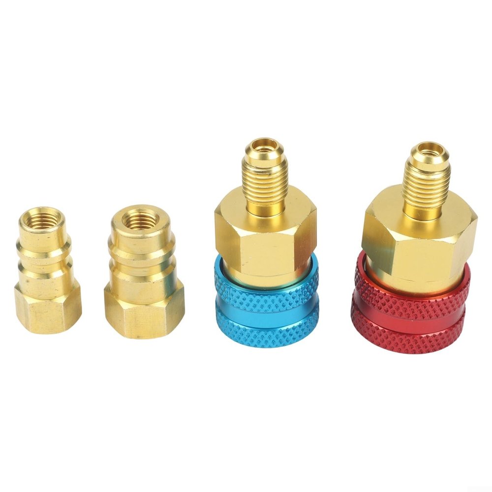 Noteflora For R1234YF To R134a Air Conditioning Adapter Kit, High Low Pressure Side Solid Brass Connectors With Knurled Grip And Green O-Ring For Automotive Use