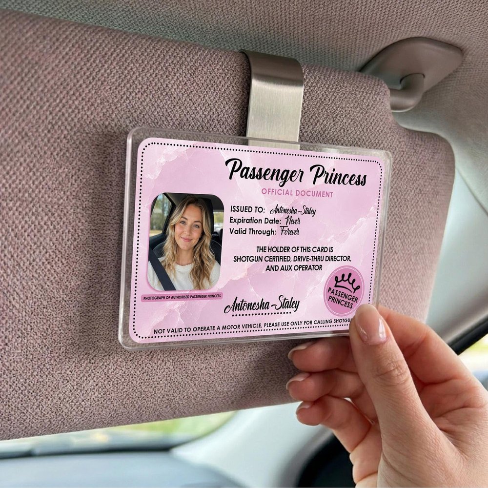 Custom Passenger Princess Photo Car Visor Clip, Car Accessories Owner Car Decor Gift for Husband Passenger Princess Travel Gift for Couples Girlfriend Boyfriend