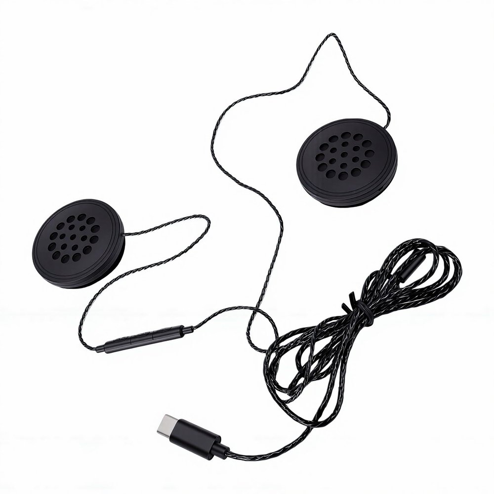 Fabater Motorcycle Helmet Headset, Wired Helmet Speaker with 1.2M Cable, Hands Free, Inline Control and Microphone, Wired Sports Headset Helmets Earphone for Motorcycle Riding
