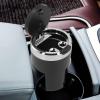 Auto Interior LED Light Smoke Cup, Portable Aluminum Alloy Container With Lid, Detachable Liner For Vehicle Use(Slivery) view 2