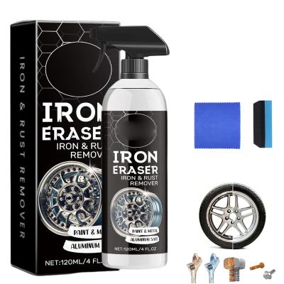 Iron Eraser Rust Remover Spray, Iron Powder Remover Spray, for Car Wheels and Paint, Fast Acting Rust and Brake Dust Removers, for Tools & Hardware, Professional Automotive Surface Cleaning (1PC)