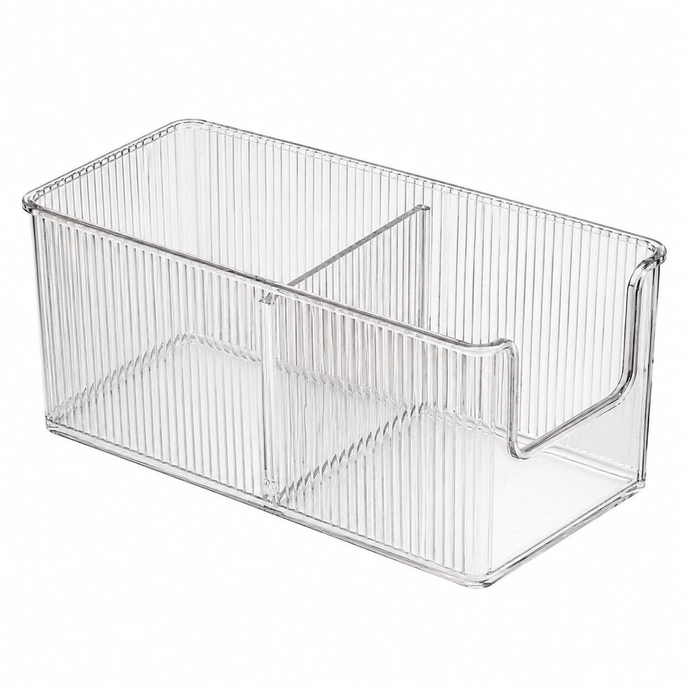 Yunmeryker Clear Acrylic Drawer Organizer, CD Storage Box with Dividers, 2L Media Storage for Desktop Items, Modern Style