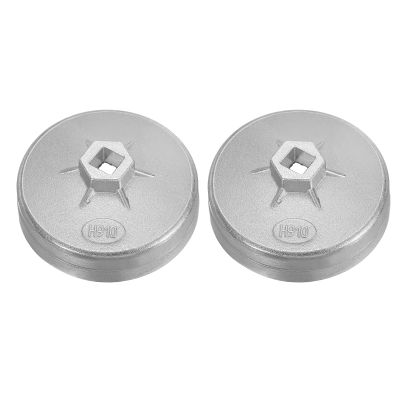 HARFINGTON 2pcs Oil Filter Cap Wrench 15 Flute 100 x 44 x 95mm (WxHxID) 1/2" Square Drive Aluminum Cup Type Drive Metric Oil Filter Socket Removal Tool for Engine Conduit Fittings