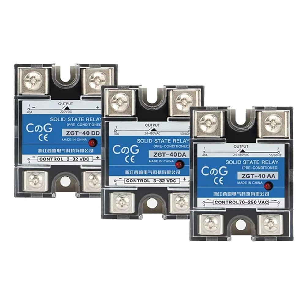 CG 1PCS Single-Phase Solid State Relay Input 3-32VDC to Output 24-480VAC DC to AC/DC to DC/AC to AC SSR 10/25/40A Module(DC to AC,SSR-10A)