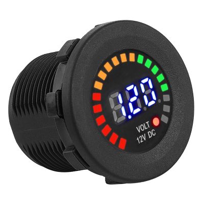 Phefop 12V LED Digital Voltmeter Gauge Voltage Monitor with 3 for Motorcycle Car Boat ATV