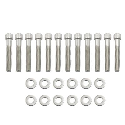 Keenso SBF Intake Manifold Bolts Stainless Steel Kit with Allen Socket Head Bolts and AN Washers 12 Piece Set for for 289 302 5.0L 351W Engine Repair