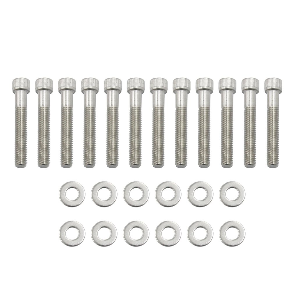 Keenso SBF Intake Manifold Bolts Stainless Steel Kit with Allen Socket Head Bolts and AN Washers 12 Piece Set for for 289 302 5.0L 351W Engine Repair