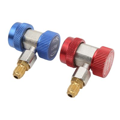 Jeffergarden R134A Adapter Fittings, Brass Coupler Set,Quick Connectors for AC Manifold Gauge, High Low Adjustable Coupler for Refrigerant Gas Refill, with Sleeve Protection for