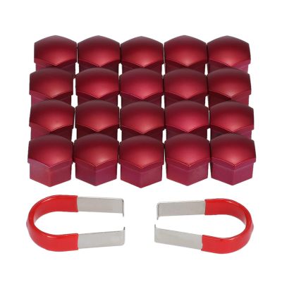 Eacam Wheel Nut Covers Auto Part Vehicle Part Wheel Accessory 20pcs 17mm Bolt Caps Universal Plastic Firm Fit for Protection with 2 Removal Tools for Car Wheels