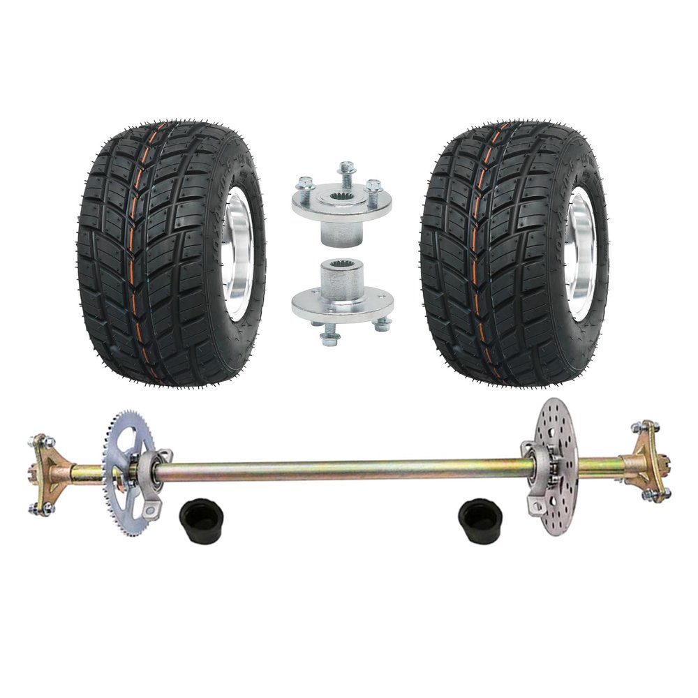 Go Kart Rear Axle Assembly Kit with 10x4.50-5 Tire Wheels and 17mm Wheel Hubs for Drift Trike DIY Kart