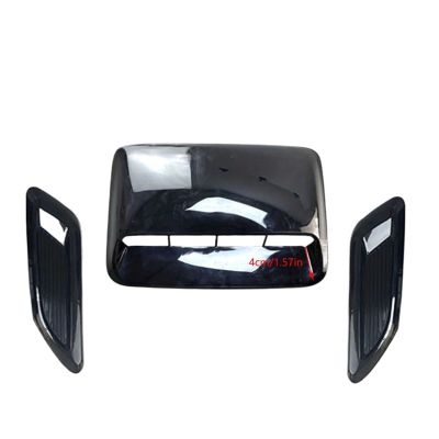 Ayerann 3 Pcs Car Air Flow Intake Hood Scoop Vent Bonnet Decorative Cover Center Side Air Outlet Hood Universal Auto Exterior Accessories(Carbon Fiber Look)