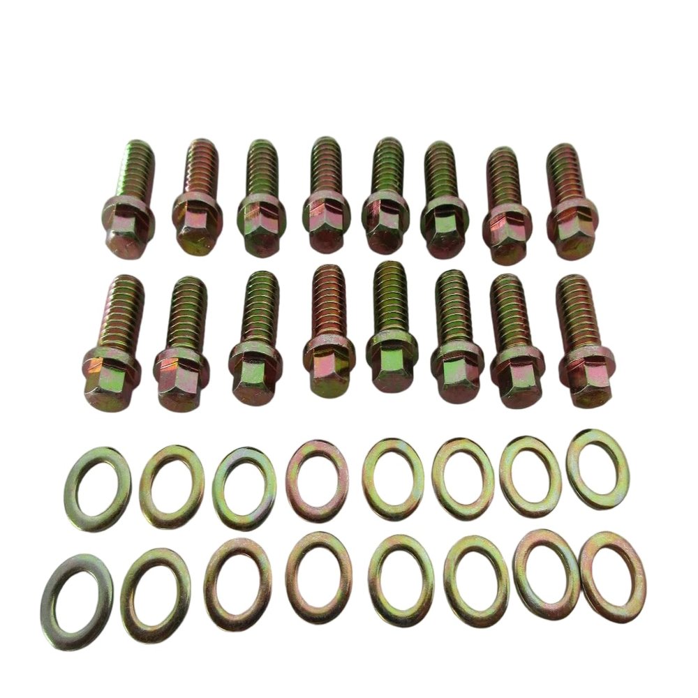 6 Point Zinc Header Bolt Kit for Small Block Ford V-8 289 302 351W 351C 400M Also for Big Block Ford Fe 352 390 428 429 460, Header Bolt Kit Part Number 9827