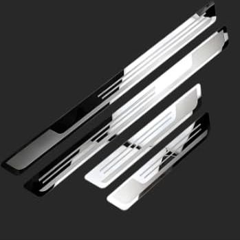 H-Quenby 4Pcs Car Door Sill Protector Compatible with 2023-2025 Toyota RAV4/RAV4 Hybrid Door Entry Guard Glossy Scratch Shield Stainless Steel Welcome Pedal Cover