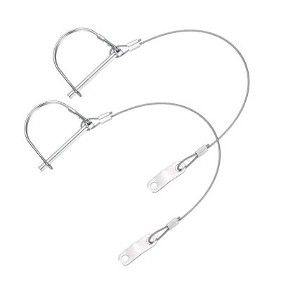 PATIKIL Trailer Coupler Pins 15/64" x 2-3/8" (6mm x 60mm), 2 Pcs Trailer Hitch Pin Shaft Locking Pin with Ear Extended Cord Quick Release Ring Round Arch Wire Retainer for Farm Hitches