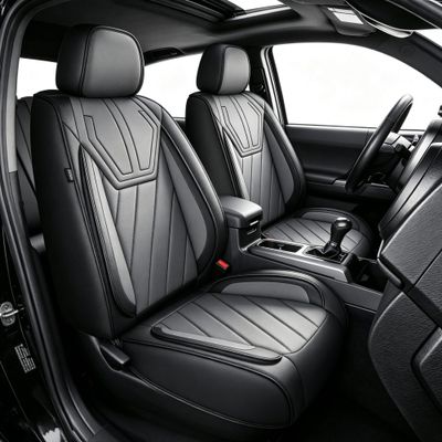 JIAMAOXIN Seat Covers Fit for Honda HR-V 2016-2026,Soft Faux Leather Seat Covers. Anti-Scratch & Reinforced Stitching,Easy to Install,All Seasons Seat Protector(2 Front Seats,Black & Grey)