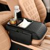 GPPYMX Car Center Console Cover with Storage Bags, 5-in-1 Armrest Cover with Cup Holder, Tissue Box, Phone Slot, Waterproof Armrest Cushion for Car (Black) view 1
