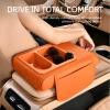 GPPYMX Car Center Console Cover with Storage Bags, 5-in-1 Armrest Cover with Cup Holder, Tissue Box, Phone Slot, Waterproof Armrest Cushion for Car (Black) view 2
