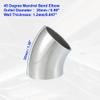 Edinstry 1" OD 45-Degree Mandrel Bend Exhaust Elbow Pipe, SS304 Stainless Steel, 0.047" Wall Thickness, Universal Exhaust Piping for Car Modification 1 Piece view 3