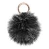 PATIKIL Faux Fox Fur Pom Pom Keychain, Puffy Ball Keychain Fluffy Fur Ball Key Chain Bags Charms with Key Ring Hook for Car Key Phone Handbag Charm Tote Pendant, Frost Black view 1