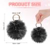 PATIKIL Faux Fox Fur Pom Pom Keychain, Puffy Ball Keychain Fluffy Fur Ball Key Chain Bags Charms with Key Ring Hook for Car Key Phone Handbag Charm Tote Pendant, Frost Black view 2