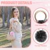 PATIKIL Faux Fox Fur Pom Pom Keychain, Puffy Ball Keychain Fluffy Fur Ball Key Chain Bags Charms with Key Ring Hook for Car Key Phone Handbag Charm Tote Pendant, Frost Black view 3