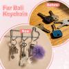 PATIKIL Faux Fox Fur Pom Pom Keychain, Puffy Ball Keychain Fluffy Fur Ball Key Chain Bags Charms with Key Ring Hook for Car Key Phone Handbag Charm Tote Pendant, Frost Black view 4