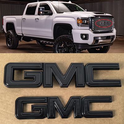 2014-2018 Kit OEM Sierra Front & Rear Emblem 3D Badges Replacement for Sierra 1500 2500HD 3500HD Base Denali SLT SLE 84395038 (All Gloss Black)
