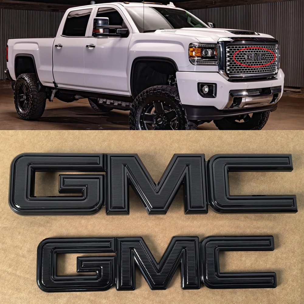 2014-2018 Kit OEM Sierra Front & Rear Emblem 3D Badges Replacement for Sierra 1500 2500HD 3500HD Base Denali SLT SLE 84395038 (All Gloss Black)