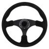 Vistreck 14in Racing Steering Wheel - Black Suede with Stitching, 6-Bolt Compatible & Horn Button Included view 2