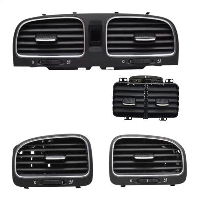OEM Black Front Panel Console Vents Dash Louver Air Conditioner Vent Outlet Compatible For VW Golf 6 MK6 5K0819728 5K0819703 5K0819704(4 PCS)
