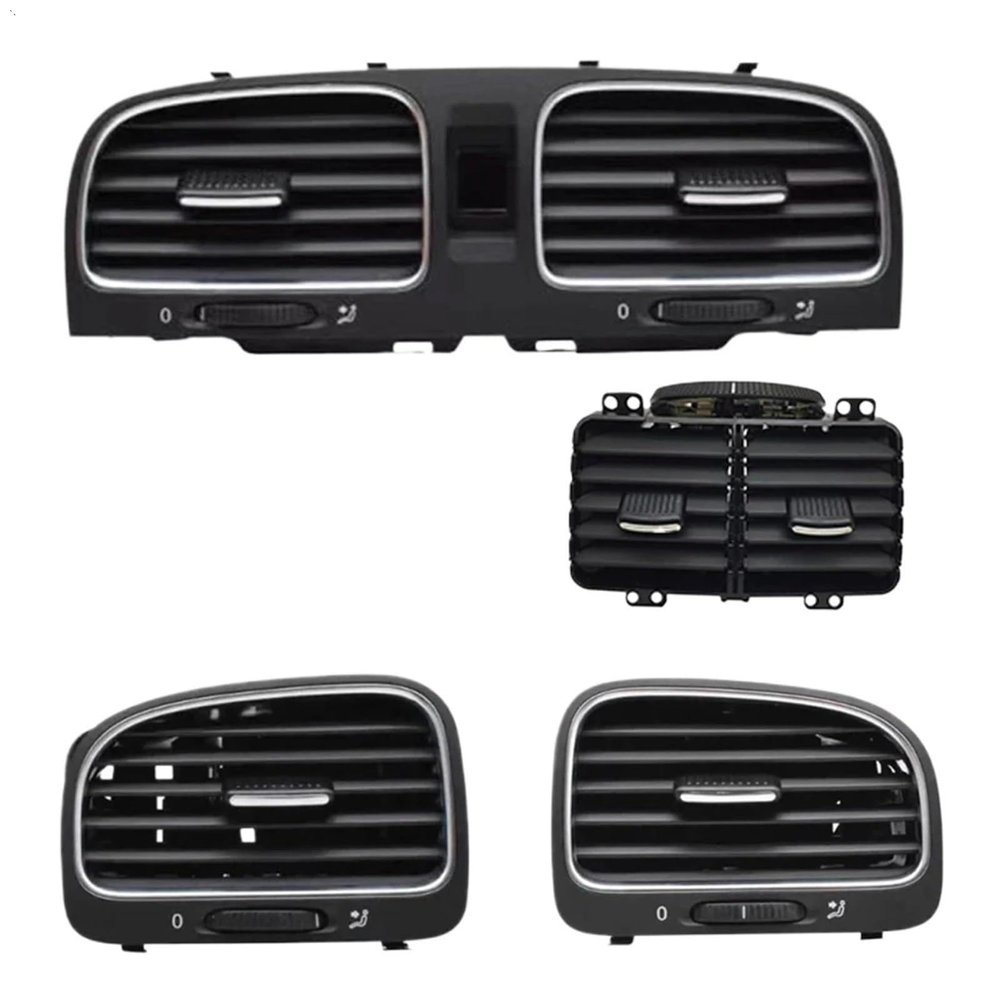 OEM Black Front Panel Console Vents Dash Louver Air Conditioner Vent Outlet Compatible For VW Golf 6 MK6 5K0819728 5K0819703 5K0819704(4 PCS)
