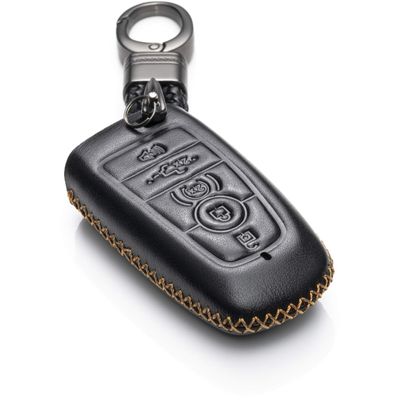Vitodeco Leather Smart Key Fob Case Cover Protector Compatible with Ford (2018 - 2026 Models) - 5-Button, Black