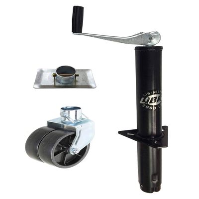 New LIBRA 2000 lbs A Frame Topwind Trailer Jack with Foot Plate & 6" Dual Caster Wheel