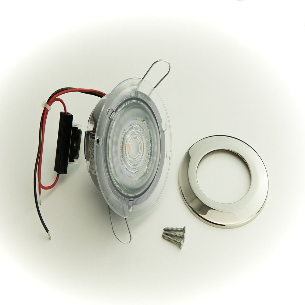Aqua Signal 16621-7 Atlanta 3.34" Round Interior LED Directional Light - White with Stainless Steel Housing