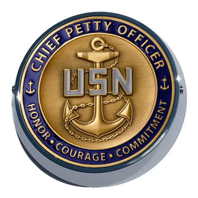 MotorDog69 Goldwing Coin Mount With Navy Chief Petty Officer