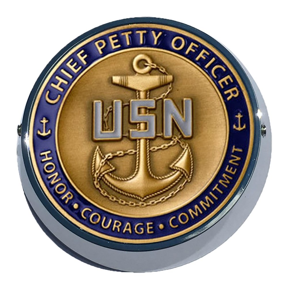 MotorDog69 Goldwing Coin Mount With Navy Chief Petty Officer