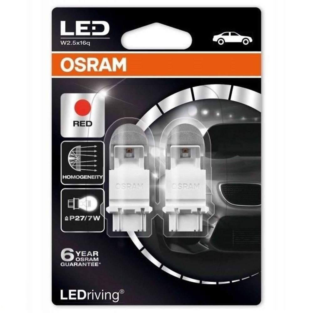 OSRAM RED P27/7W Premium 180 12V 3557R-02B W2.5x16q LED Brake Light Bulbs DuoBox