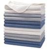 POLYTE Premium Microfiber Kitchen Dish Hand Towel Waffle Weave 12 Pack (16x28 in, Dark Blue, Gray, Off White) view 1