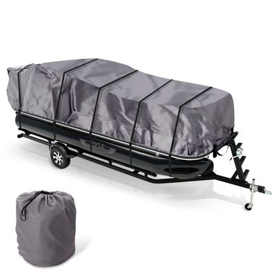 Pyle Protective Storage Boat Cover - Universal Waterproof and Weather Resistant withArmor Shield/Marine Grade Canvas for 17 to 20ft Trailer Pontoon - PCVHP660