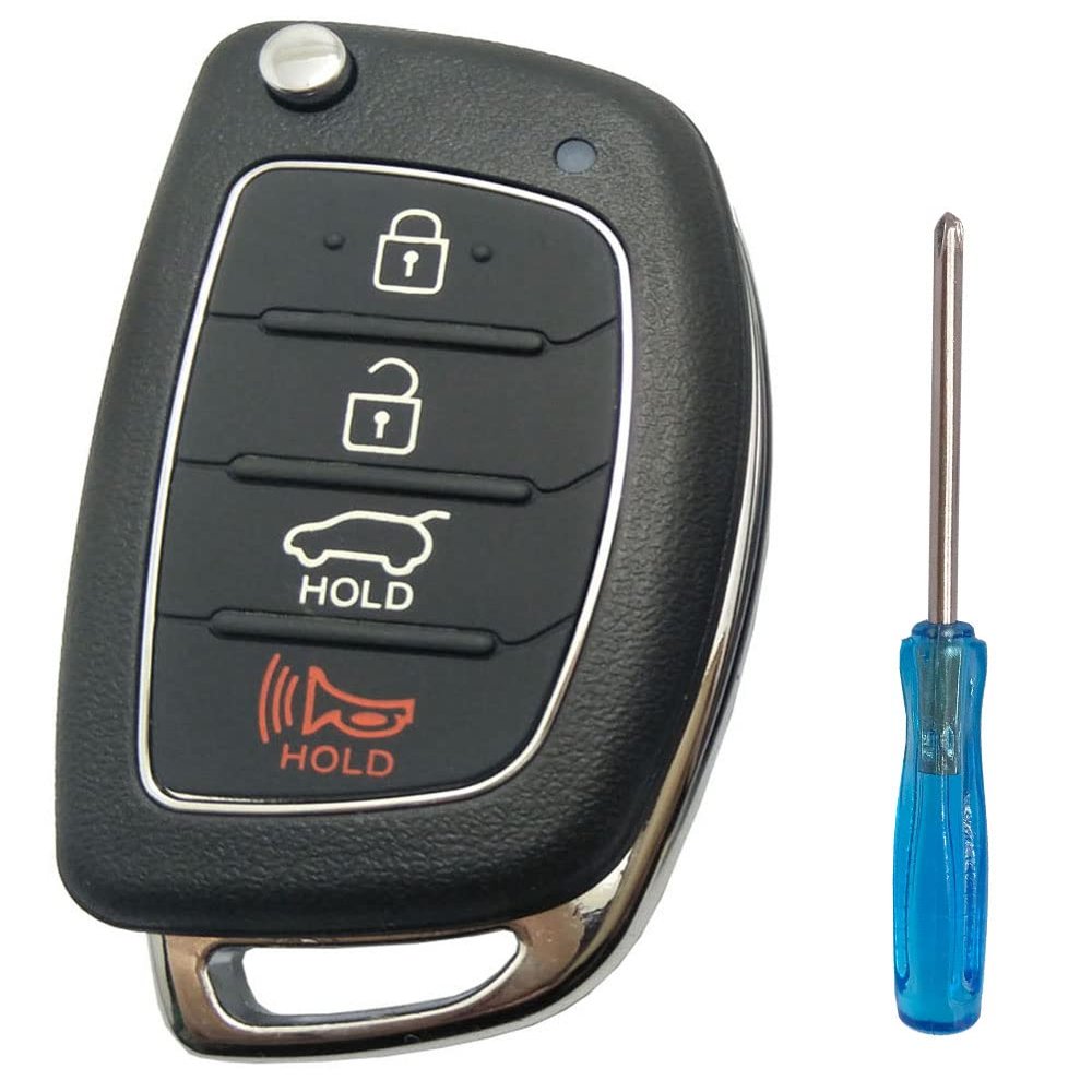 Folding Replacement Key Fob Cover Case fit for 2013 - 2019 Hyundai Sonata Santa Fe Keyless Entry Remote Control Key Fob Shell No Chip