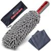 Car Duster Interior by TAKAVU, 360 Microfiber Fingers, Unbreakable Comfort Handle, Lint and Scratch Free, Include Microfiber Towel, for Car & Home Use, The Best Auto Accessories Gray view 1