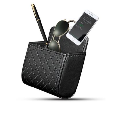 Yosoo Car Air Vent Phone Holder Mount for Seat Back Interior Storage Organizer Pouch with Hook to Keep Cell Phone Tidy and Secure - Black