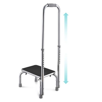 AW Adjustable Medical Step Stool with Handle 10 Level Adjustable 32"-39" Height Non-Skid Steel Rubber Platform Footstool 330 Lbs Support for Seniors