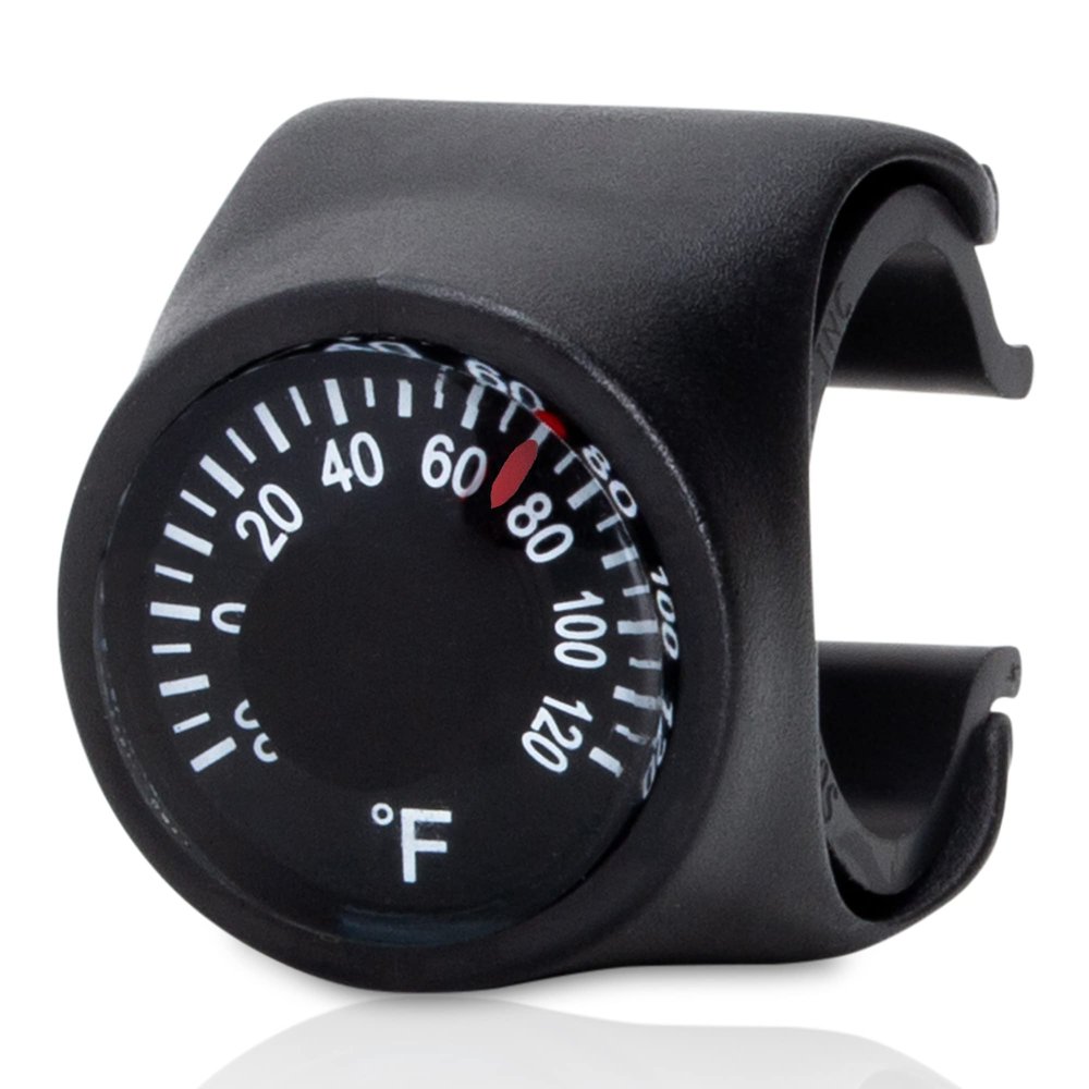 Sun Company Clip-on Bike Thermometer | Bicycle Handlebar Temperature Gauge and Cycling Accessory | Rugged Handle Bar Thermometer for Bikes, Motorcycle, ATV, or Snowmobile