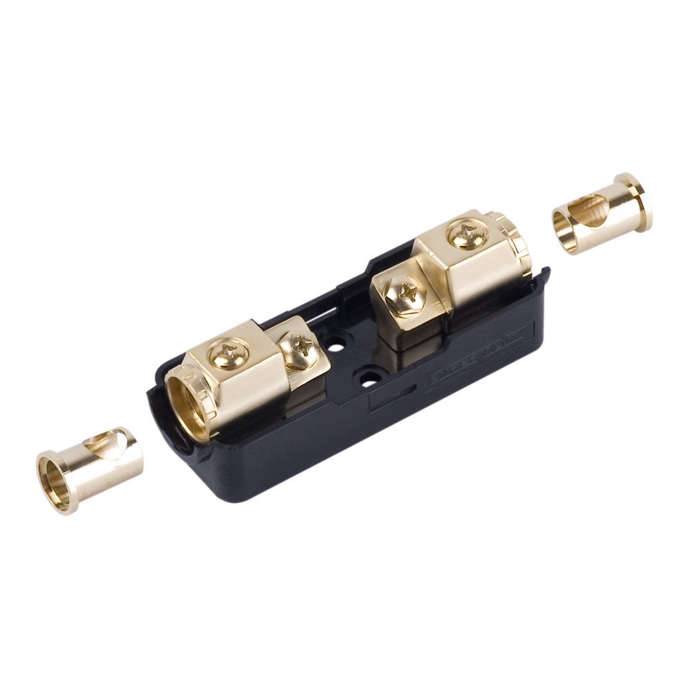 225FWY Gold Mini ANL in-Line Fuse Holder with 0/2 Gauge Input & Output