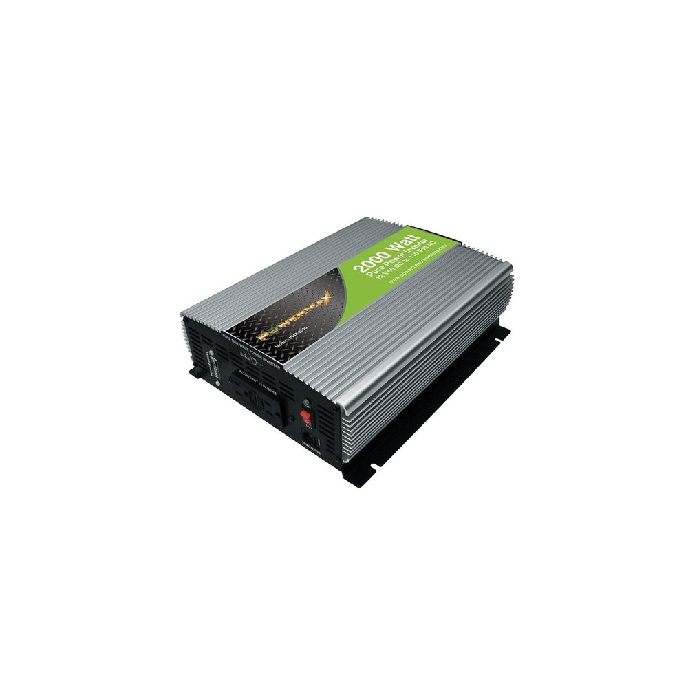 PowerMax 2000 Watt Pure Sine Wave 12Vdc to 120Vac Inverter- AC Output Short Circuit and Temperature Protection That Auto-Reset After Shut-Down.