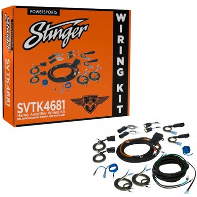 Stinger 2/4 Channel Universal Amplifier Wiring Kit for 1998+ Harley-Davidson Road Glide, Electra Glide & Street Glide Touring Motorcycles, Plug & Play Install, OEM Connections for 2014+ (SVTK4681)