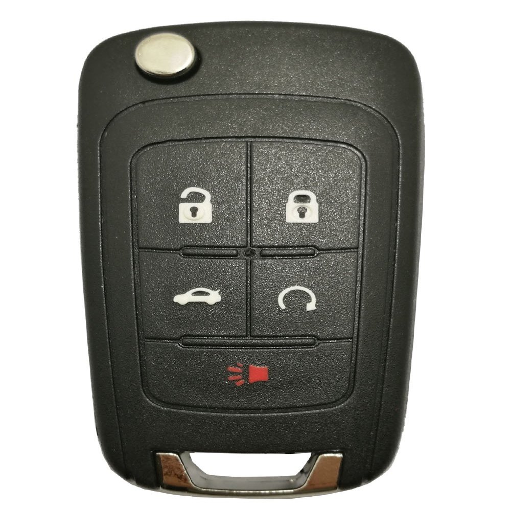 J-ACCES Car Key Fob Case Shell Fit for Chevy Chevrolet Camaro Cruze 5 Buttons Uncut Blank Flip Folding Keyless Entry Remote Replacement Cover Casing (5 Button Key Shell)