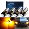 AUTOGINE 4 X Super Bright 9-30V 1157 2057 2357 7528 LED Bulbs 3014 54-EX Chipsets with Projector for Turn Signal Lights Sidemarker Lights, Amber Yellow view 1